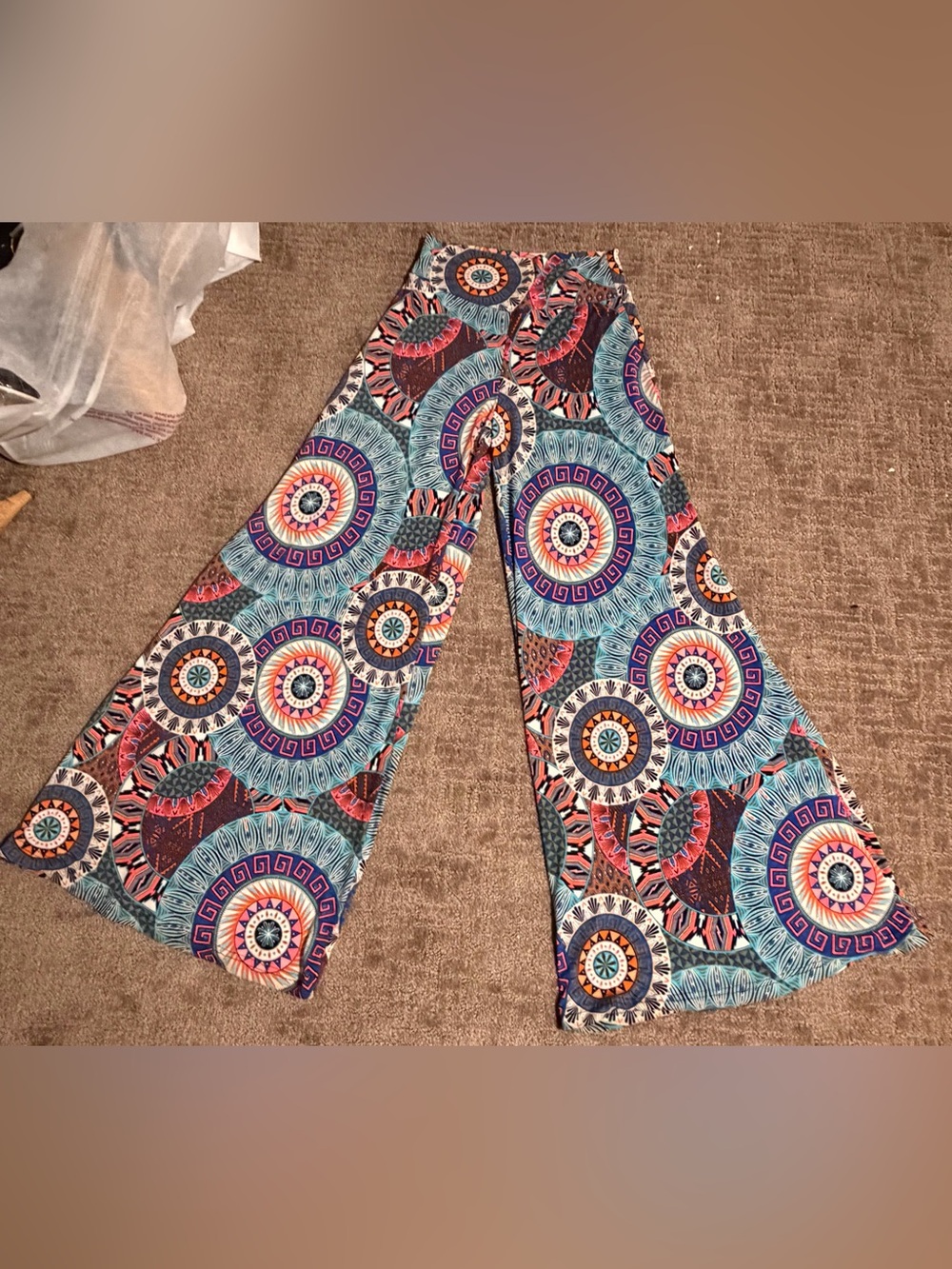 Diosa Colorful Geometric Print Wide-Leg Pants Size S